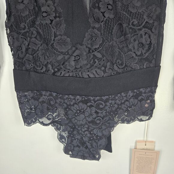Free People x We Are HAH Women's Small Black Reversible Lacey Bodysuit NWT - Picture 3 of 14
